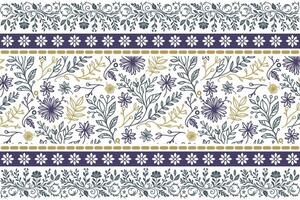 delicate one line flower border pattern with abstract doodles for modern textile wallpaper and fashion repeat prints vector