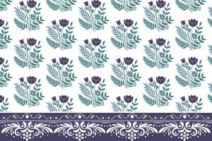 one line cotton flower pattern with continuous floral border for wrapping fabric home accessories and trendy apparel vector
