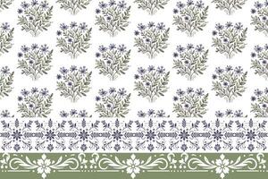 floral sketch pattern with border design for fashion textile kitchen accessories wrapping paper and repeat prints vector