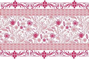 artistic line floral pattern with elegant border for trendy packaging fabric printing table top accessories and apparel vector