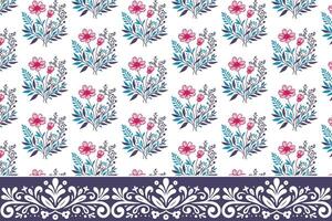 hand drawn line floral pattern with linear border for wrapping paper home textile products and fashionable kitchen prints vector