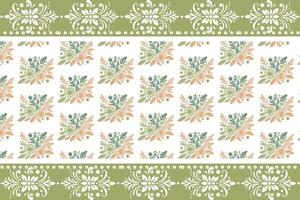 elegant one line floral pattern with continuous leaf border for stylish home interior textile packaging and fabric use vector