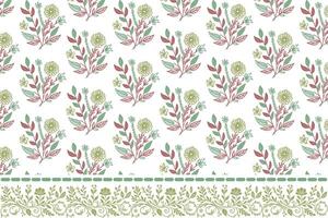 natural line art floral pattern with border for repeat fashion prints wrapping paper and stylish textile products vector
