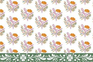 outline floral sketch with border design for repeat textile applications including bedsheets kitchen wear and wrapping vector