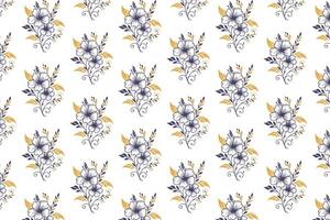 single line floral pattern featuring continuous hand drawn rose and cotton flower sketches with a modern outline style for fashion fabric packaging and home textile design vector