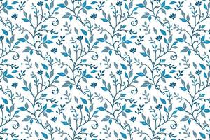 modern floral pattern in blue with continuous outline drawings of flowers leaves and nature elements for textile use vector