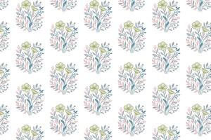 continuous floral pattern design featuring line art rose and leaves for stylish pillow covers and fabric applications vector