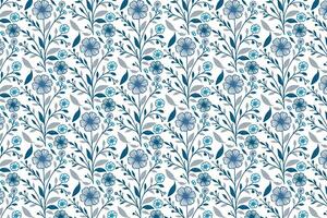floral blue rose pattern with simple line drawing and minimal design elements for textile print pillow covers and packaging vector