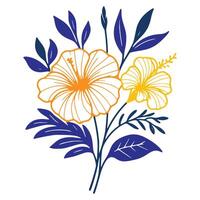 floral artwork in fine line drawing style featuring abstract blossoms for multipurpose use including digital textile cushion printing fashion and wedding use vector