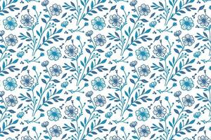 stylish blue line art floral pattern with continuous rose sketches for home textile fashion fabric and wrapping purposes vector
