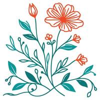 hand drawn floral pattern with cotton and leaf sketch for fashion cushions digital wedding prints and textile applications vector