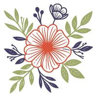 elegant hand drawn floral artwork with garden elements for fashion textile cushion printing wedding use and digital surface design vector