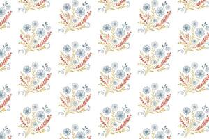 minimal flower pattern with hand sketched continuous line art style featuring cotton blossoms and leaves ideal for wrapping kitchen textile and nature inspired fashion fabric vector