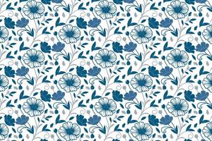 cotton flower blue pattern in line art style for contemporary textile applications pillow printing and wrapping design vector