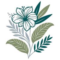 detailed botanical sketch of floral patterns with abstract leaves and single line flowers for women apparel cushion covers summer outfits and textile prints vector