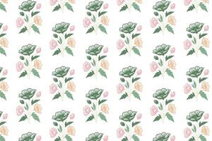outline floral pattern with rose and cotton flower motifs suitable for modern textile wallpaper and fabric use vector