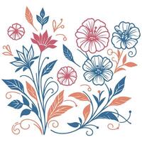 minimalist cotton flower and leaf pattern in artistic single line style perfect for fashion fabric wedding stationery cushion designs and textile home accessories vector