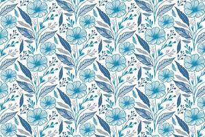 one line floral sketch pattern in blue for trendy textile printing fabric wallpaper and pillowcase design use cases vector