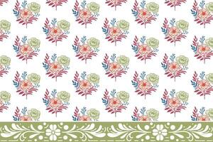 one line decorative flower pattern with structured floral border for modern interior fabric and trendy fashion use vector