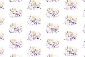 single line floral pattern with hand drawn cotton flower sketches for textile printing fashion use and wrapping paper vector