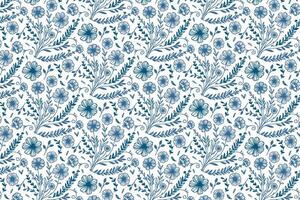 cotton flower inspired blue line pattern with continuous floral design for wrapping fabric wallpaper and stylish textile vector