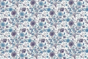abstract line art pattern in blue with rose sketches for fashionable home textile packaging and wrapping paper designs vector