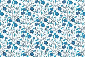 detailed blue cotton flower line pattern with one line style drawing for use in wrapping paper fabric and home textile prints vector