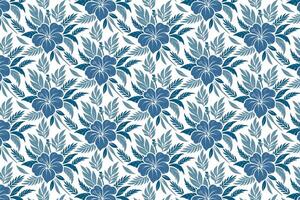 continuous blue flower line pattern with sketch style motifs perfect for textile print designs and stylish fashion wrapping vector