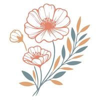floral pattern made with hand drawn lines of blossoms and leaves for use in textile cushions wedding and fabric design vector