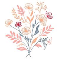 hand painted botanical flower artwork in minimalist line style perfect for fashion prints digital textiles cushion projects and elegant wedding material applications vector