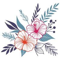floral line artwork in sketch style ideal for digital textile designs cushion patterns wedding themes and modern fabric collections vector