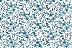 abstract blue flower sketch pattern with cotton blooms and line art for fashion use including kitchen textile and fabric print vector
