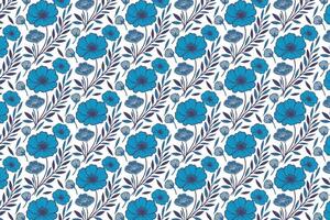 rose inspired blue floral line art pattern for textile print bedsheet fabric wrapping paper and fashion design use vector