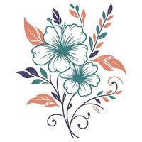 fine floral line drawing with abstract leaves and blossoms for summer fashion textile applications cushion patterns wedding prints and artistic use vector
