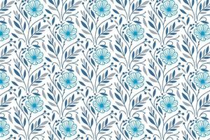 abstract blue line art floral pattern with continuous rose and leaf sketches perfect for fabric design and wrapping paper use vector