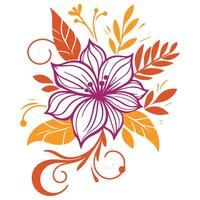 hand drawn floral sketch with leaf and cotton flower for wedding designs cushions fashion fabric and textile printing vector
