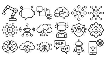 Artificial intelligence technology icons machine learning data vector