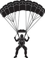 Silhouette of Skydiver with Parachute vector