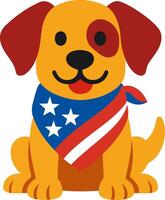 Cartoon dog wearing a patriotic American flag bandana vector