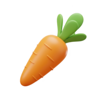 3d render of a cartoon carrot isolated on transparent background png