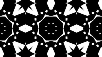 Abstract Kaleidoscope with geometric pattern animation. monochrome retro style. video