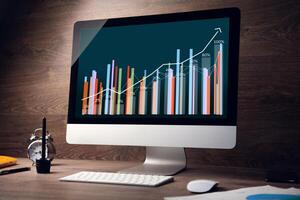 A computer monitor with a graph on it photo