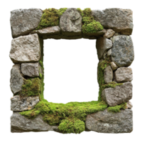 Square Frame Made Of Moss And Rocks on a transparent background png