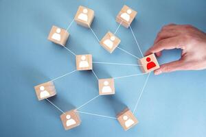 A person is connecting to a network of people photo