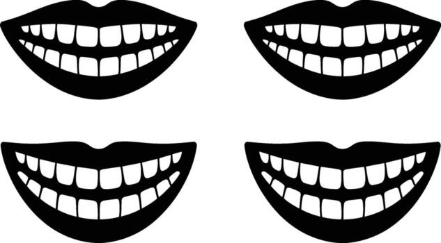 Black and white smiling mouths arranged in a geometric repeating pattern for various design concepts. vector