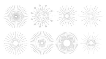 Collection of decorative sunburst designs in various styles perfect for vintage retro graphics vector