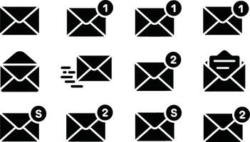 Set of envelope icons displaying message notifications and sent communication representing emailing and digital messaging. vector