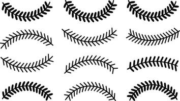 Set of hand drawn black and white branches for decorative design elements and pattern creation on white background vector