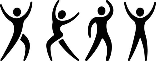 Silhouettes of energetic figures in action depicting movement and exercise concepts vector