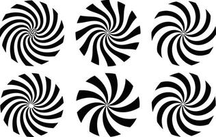Collection of black and white swirls in a circular design providing a sense of movement and visual interest for designs. vector